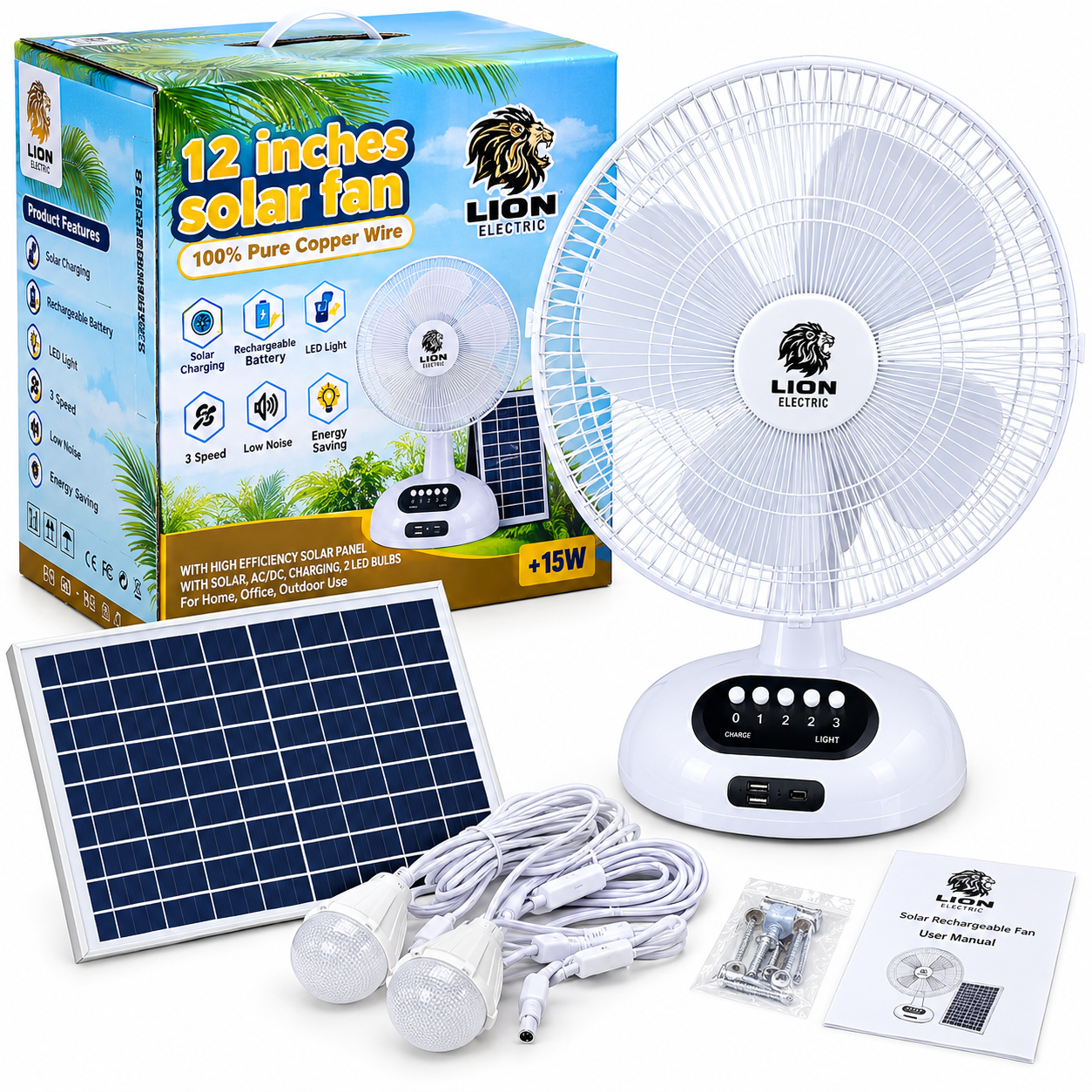 12 Inch Solar Table Fan